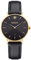 Kistanio Damenuhr Petit Goldfarben Edelstahl Saphirglas mit schwarzem Lederband GO-BLKS-L-BLK