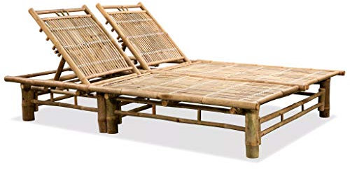 Tidyard 2-Personen-Sonnenliege Liegen Sonnenbaden Liege 200 x 130 x (24-87) cm Mit 3 Liegepositionen,Klappstühle Lounge Liege liegesessel Relaxsessel Liegestühle Rückenlehnen 3 Stufen verstellbar