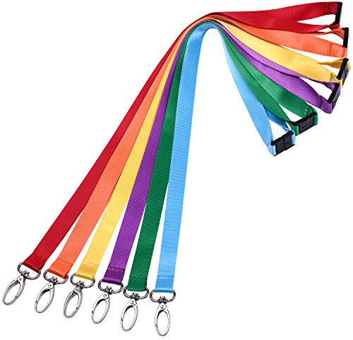 Wisdompro Schlüsselband zum Umhängen 6 Stück, 48,5 cm Schlüsselbänder mit Sicherheitsverschluss, Lanyard mit Karabiner für Erwachsene, Kinder (6 Farben)