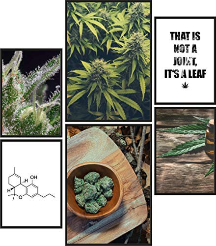 Papierschmiede® Mood Poster Set Cannabis, Bilder Wohnzimmer Deko Schlafzimmer, 2x 30x40cm und 4x 20x30cm, Smoke Weed Marihuana Joint grün - ohne Rahmen