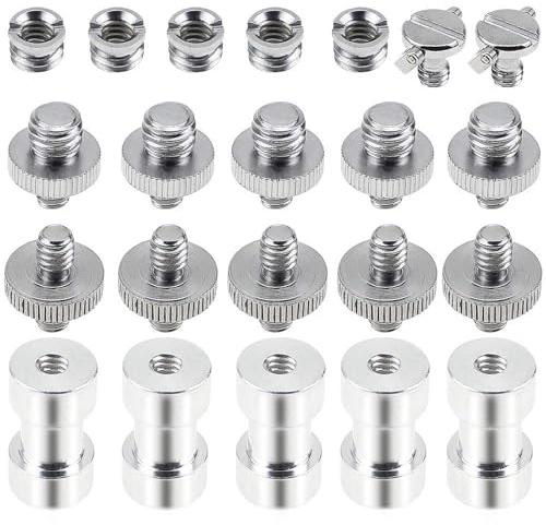DXLing 22PCS 1/4 and 3/8 Male Female Tripod Screw Thread Adapter Metal Converter Mount Set for DSLR Camera Monopod Light Stand Cage