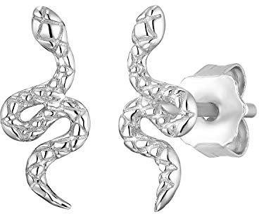 Noelani Damen Ohrstecker aus 925er Sterling Silber in Form einer Schlange (0,5 cm), Silber, Schlange, Kommt in Schmuck Geschenk Box, 2031582