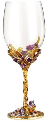 Verre à vin rouge/blanc fait à la main en émail peint à la main, verre à vin en cristal sans plomb, pour femme, maman, amis, fête des mères (rouge)