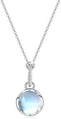 CUOKA MIRACLE Mondstein Halskette 925 Sterling Silber Regenbogen Mondstein Anhänger Kette Mädchen Mondstein Schmuck Geschenk für Damen Kinder