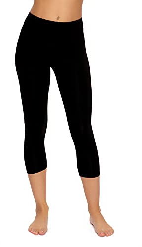 Felina Women's Cotton Modal Capri Leggings - Super Soft, Lightweight, Breathable for Fitness, Yoga, and Everyday Wear Black