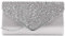 Milya Damen Glitzer Clutch Strass Abendtasche, Braut Envelope Handtasche Hochzeit Party Unterarmtasche Umhängetasche Schultertasche mit Schulterkette, Silber