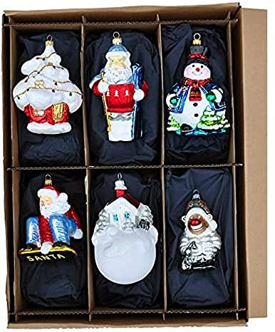 Lot de 6 décorations d'hiver en Verre.