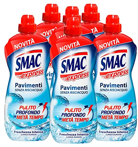Smac Express - Pavimenti Freschezza Intensa, Detergente Multisuperficie, Azione Pulente Senza Risciacquo, 1000 ml x 6 Pezzi