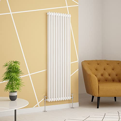 Warmehaus Radiateur traditionnel à double colonne, style vertical en fonte, chauffage central, blanc, 1500 x 470 mm