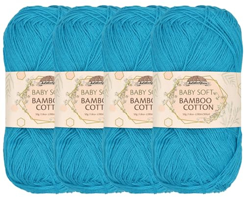 JubileeYarn Baby Soft Bamboo Cotton Yarn - 50g/Skein - Clear Waters - 4 Skeins