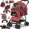 LOVPET® Hundewagen 2in1 Hundebuggy Hundebox Transporttasche Faltbar klappbar bis 20kg Haustiere Buggy mit Netzfenstern Getränkehalter, Regenschutzabdeckung & Kuscheldecke Jogger Buggy für Haustiere