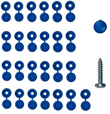 UKCable-Ties 25 Pack Screws and Caps Number Plate Fixing Fitting Blue