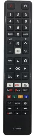 Replacement TOSHIBA Remote Control for Toshiba LCD LED Smart TV CT-8069 - No Setup Needed