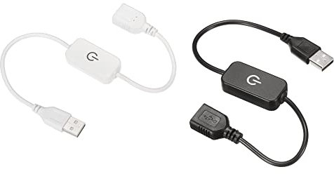 sourcing map LED Touch Inline Dimmer 5V 3A USB Cord Tact Switch Controller for Single Color Emitting Diode Strip Light, Black White, Pack of 2