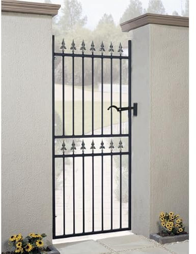 Corfe Premium Range Spear Top Tall Single Gate - Steel - Fits Gap of 762 mm x 1778 mm High - Electro Galv./Black Powder Coated