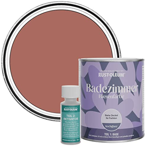 Rust-Oleum Red Water-Resistant Bathroom Tile Paint in Gloss Finish - Salmon 750ml