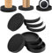 Φ 89 mm Round Furniture Pads - 4Pcs Felt Furniture Sliders for Hardwood Floors & 4Pcs Furniture Coasters Caster Cups for Furniture Legs Floor Protector, 3 1/2 Bed Stoppers Anti-Slip Rubber Grip Pad