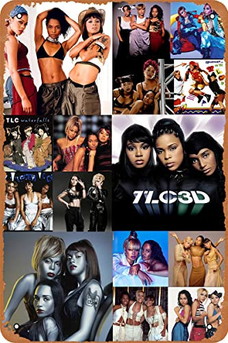 Cheogket TLC Girl Group Poster Musik Blechschild Vintage Retro Stil Metallschild für Wand Dekoratives Metallposter 20,3 x 30,5 cm