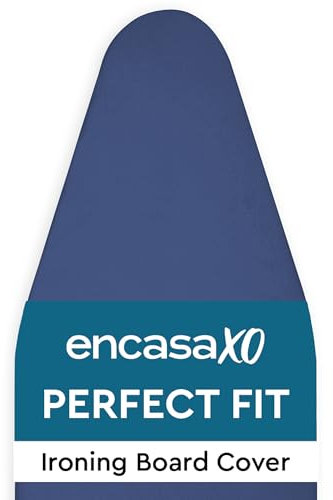 Encasa XO Housse Table à Repasser avec Feutre épaisseur 4 mm - Cobalt - Plain Couleurs Cotton, Elastic (Convient à la Norme Wide Boards of 125x46 cm) Réfléchissant à la Chaleur