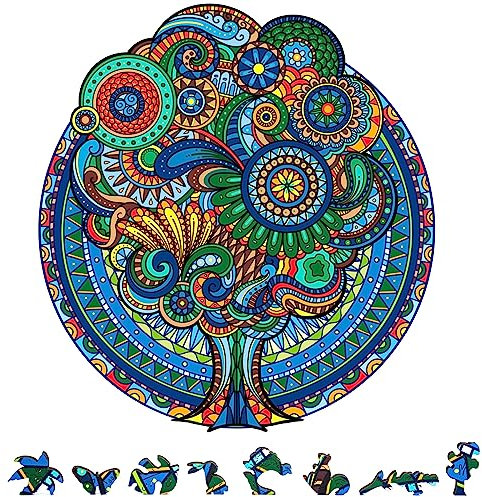 ZenChalet Floral Retro 1000 Piece Wooden Jigsaw Puzzle for Adults - Uniquely Shaped Pieces with Durable Construction - Perfect for Birthday Gifts, Game Nights and Camping