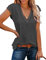iChunhua Ladies Cap Sleeve Tshirts V Neck Vests Long Summer Soft Tops Dark Grey Large