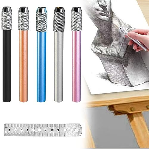 Bavooty Estensori per Matite,Alluminio Matita Extender,Aluminum Pencil Lengthener Extender,Estensore Regolabile Matite (5)