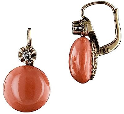 CUSIOALQQ Pendientes vintage hermosos de color naranja y rojo, aretes de imitación de diamantes de coral, estilo bohemio, aretes retro delicados para novias, circonita cúbica de imitación de circonita