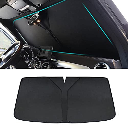 HABURN Parasol Parabrisas Delantero Coche Anti UV Rayos para Opel Astra H GTC 2005-2006, Plegable Protector Solar Paraguas Giratorio Mejorada Sombrill,Black