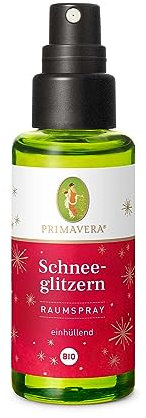 PRIMAVERA Schneeglitzern Raumspray bio 50 ml – Orange, Kardamom – Raumduft Spray, Airspray, Aromatherapie – strahlend-warm – vegan
