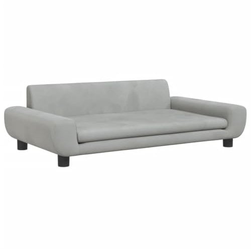 vidaXL Hundebett, Hundekissen mit weicher Polsterung, Hundesofa Hundecouch für kleine Hunde Haustiere, Haustierbett Katzenbett, Hellgrau Samt