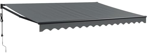 vidaXL Toldo Retráctil Automático, Toldo Eléctrico con Motor, Sombrilla Colgante de Pared, Toldo para Balcón Patio Tienda, Gris Antracita 4,5x3 m