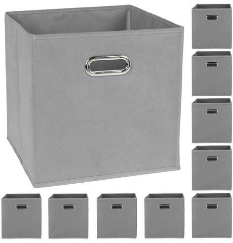 Murago - 10er Set Aufbewahrungsbox ca. 30x30x30 cm - Grau - Faltbox Organizer-Box Stoffbox Faltbare Karton-Box Regalbox Würfel Klappbox Körbe Kinderzimmer Spielzeugkiste Ordnungsbox