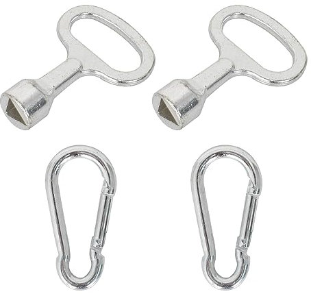 Shengxi Lot de 2 Clé Triangulaire en Métal 10MM Clé Triangulaire avec un Porte-Clés Clé Triangle à Douille Argent Triangle Clé Armoire Electrique pour Armoire de Compteur Électrique à Eau de Gaz