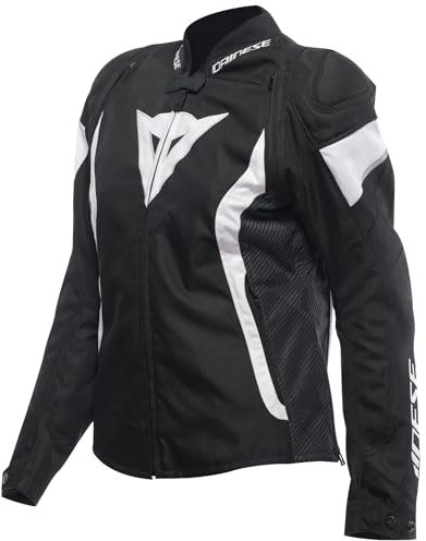 Dainese - Avro 5 Tex Jacket Wmn, Giacca Moto in Tessuto, con Protezioni, Woman, Nero/Bianco/Nero, 46