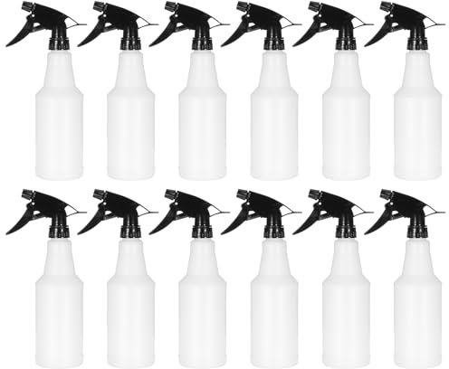 PATIKIL 500ml/16oz Plastic Spray Bottles, 12pcs Adjustable Nozzle Leak Proof Empty Water Mist Stream Sprayer for Cleaning Solutions Plants Hair, Black