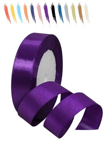 Lila 20mm Satinband 23 Meter, Polyesterband, verschönern Sie Ihre Bastelarbeiten und Feiern, ideal für Geschenkverpackungen, Dekorationen, Hochzeitsautoband, Bänder zum Basteln