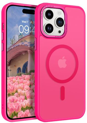 GaoBao Strong Magnetic for iPhone 14 Pro Max Case, Slim iPhone 14 Pro Max Phone Case [Compatible with MagSafe]Classic Shockproof Translucent Matte Protective Cover for iPhone 14 Pro Max 6.7, Hot Pink