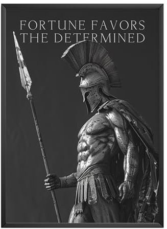 MJ-GRAPHICS® Poster Sparta Krieger Disziplin Bilder Büro, A4 Bild Wohnzimmer Motivation Poster Spartanische Krieger Motivationsbilder Training Mood Poster Sport Ziele Bild - ohne Rahmen