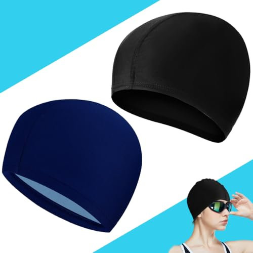 Cuffia da nuoto unisex cuffia da nuoto cuffia da nuoto cuffia da nuoto flessibile cuffia da nuoto per ragazze capelli lunghi uomini bambini ragazzi, set da 2 pezzi