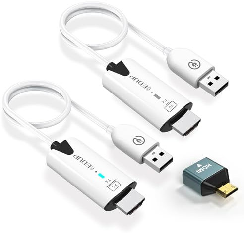 EDUP Trasmettitore e Ricevitore HDMI Wireless, Plug & Play 1080P Full HD HDMI Wireless Extender per Trasmettere Audio e Video HD a Monitor/Laptop/PC/TV Box/Proiettore (White MINI HDMI ADAPTER)