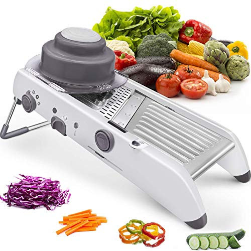 Skivmaskin,6 i 1 skivare i rostfritt stål, Justerbara spiraliserare Manuella rivjärn Skivmaskiner Grönsak Julienne Slicer Hackare Hackare Matrivjärn för frukt,