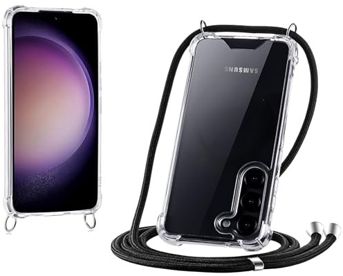JProtect für Samsung Galaxy S24 Hülle mit Band – Handyhülle zum Umhängen mit Band in Schwarz – Handykette Samsung Galaxy S24 Kordel Hülle mit Kette/Schnur – Schützendes Case