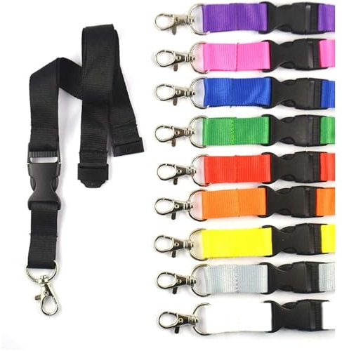 Schmalz® Schlüsselband Lanyard Schlüsselbänder Umhängeband Polyester 20 mm breit, Metall-Karabiner Plastik- Steckverschluss Sicherheitsverschluss Nacken Sicherheitsclip (10, gelb)