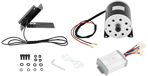 YESTAIM 800W 36VSteuergerät Pedal Für Gokart Elektrofahrrad/Gokart DC Bürstenmotor Brush Motor Drehzahlregler Umbausatz Anbausatz Mit Steuergerät Pedal Kart Roller Elektrofahrrad