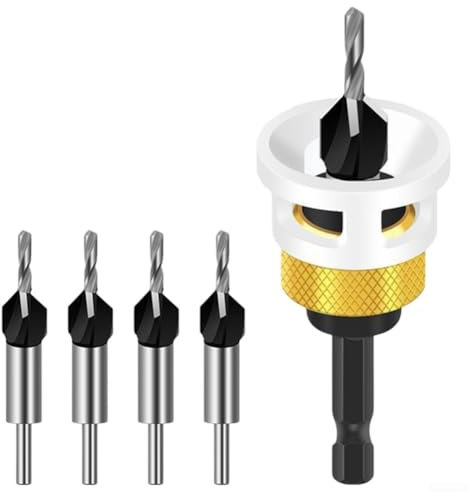 Juego de brocas avellanadas combinadas, juego de brocas avellanadas 4 en 1, con tapón de profundidad, broca hexagonal de carburo para tornillo de carpintería