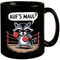 Waschbär mit Boxhandschuhen - Aufs Maul Tasse Kaffeebecher mit Waschbär im hölzernen Boxring - ernster Gesichtsausdruck und Boxhandschuhe - Aufs Maul
