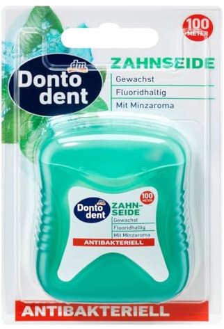 Dontoden Zahnseide Antibakteriell Floss – 100 m gewachste Zahnseide mit Fluorid & Chlorhexidin, schützt vor Plaque & Bakterien. Gewachste Zahnseide, Zahnfleischschutz, Mundhygiene. Zahnzwischenräume