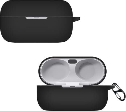 KZIOACSH Silicone Case for Technics EAH-AZ80, Ultra Slim Anti-Scratch Anti-Lost Protective Earbuds Case Lightweight Washable Sumdge-Proof Earphone Skin Cover with Carabiner for Technics EAH-AZ80,Black