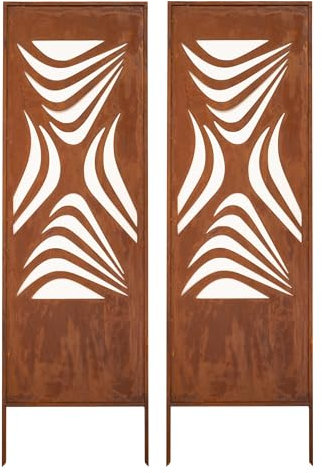 Kapaga - Paravent Métal 2x - 160 cm x 50 cm - Corten - Effet Rouillé Paravent pour Jardin - Élément de Paravent - Mur de Protection - Décoration de Jardin - Clôture - Rouille (Motif)