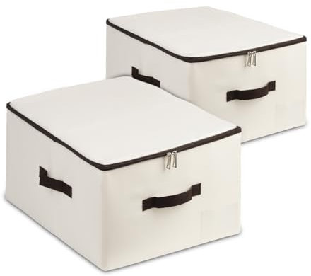 iwill CREATE PRO Aufbewahrungsboxen/Organizer mit Deckel, Faltbare Zusammenklappbarer mit Griff, 2 Stück, Beige (Beige, 2Pcs)